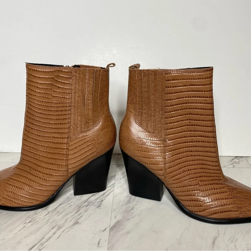 Marc Fisher Mariel Brown Leather Heeled Bootie 11M - Picture 8 of 14